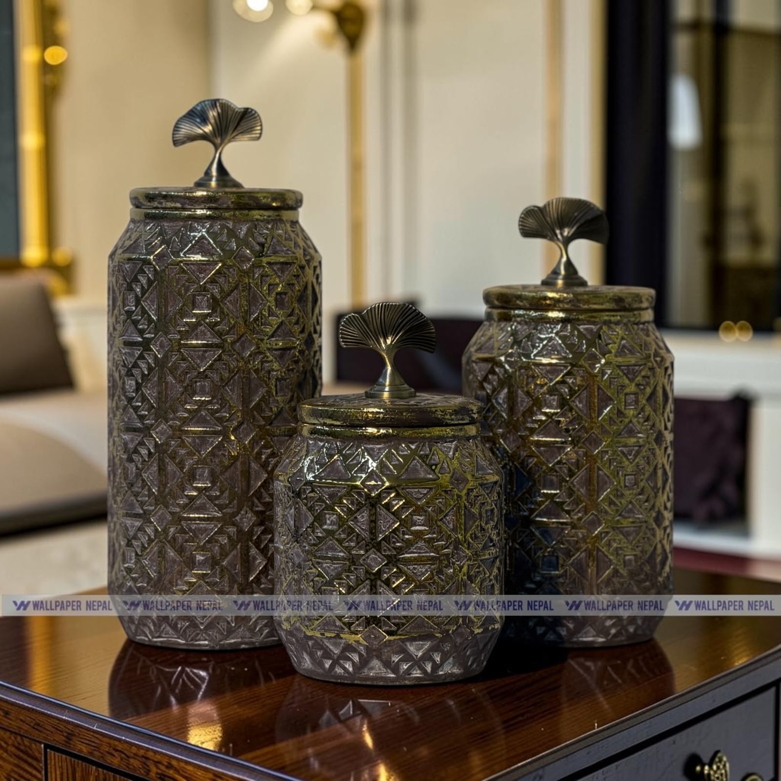 White Ceramic-Resin Ginger Jar Set-White Ceramic-Resin Ginger Jar Set WhatsApp Image 2026-09-11 at 2